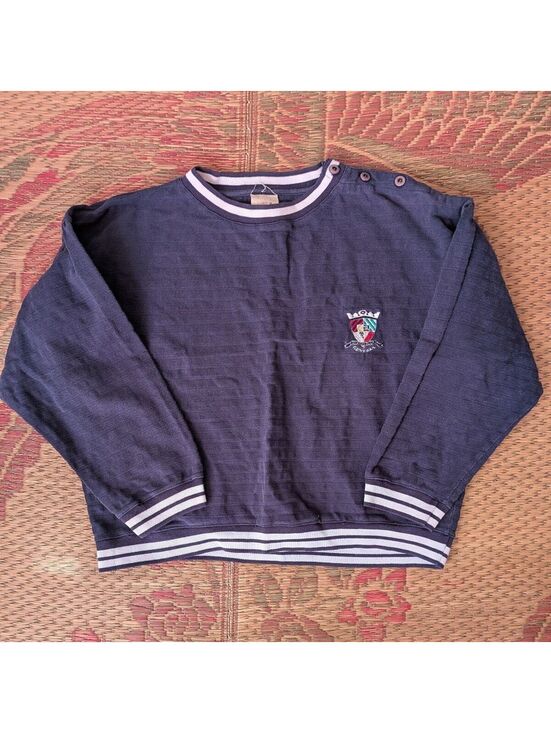 Generra Other - 1980s Generra Ribbed Knit Henley Crest Sweater Vintage Navy Size M